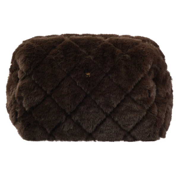 Faux Fur Quilted Make-Up Pouch Large