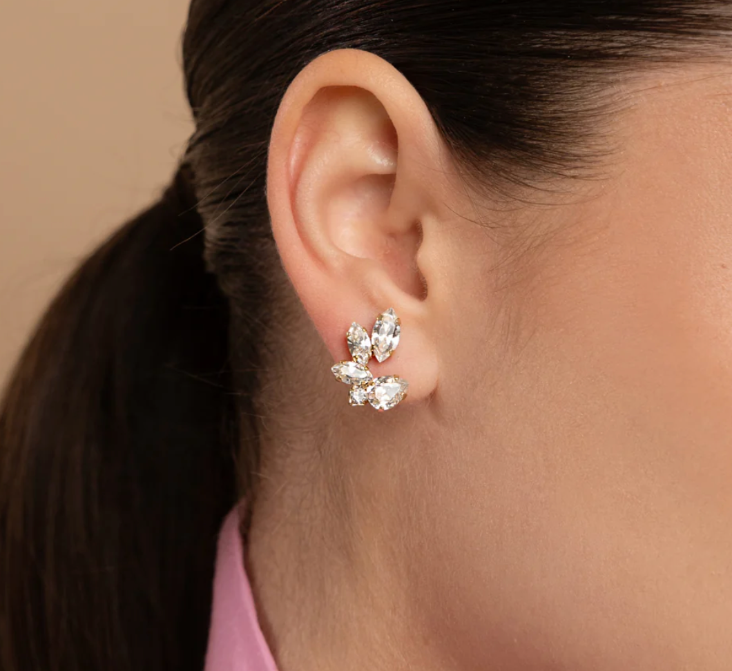 CLARE EARRINGS GOLD CRYSTAL