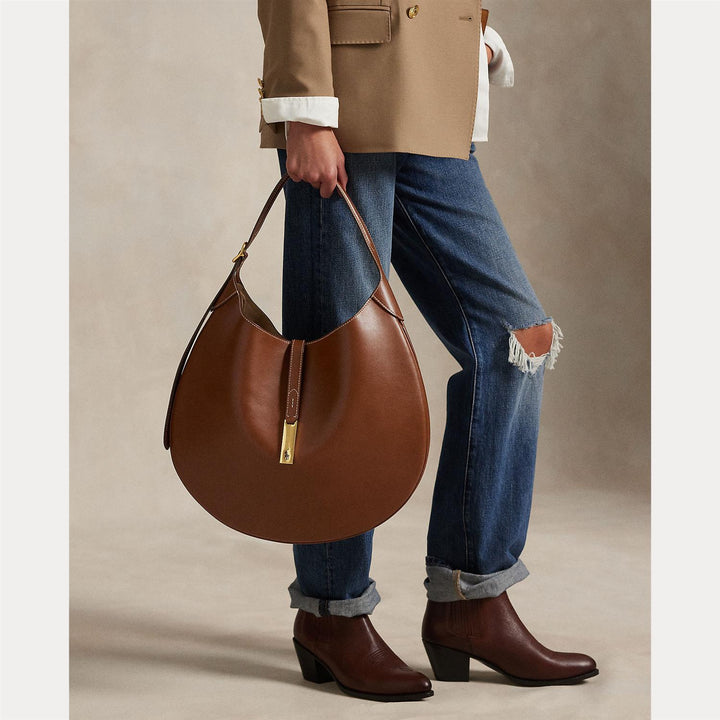 POLO ID CALFSKIN LARGE SHOULDER BAG CUOIO
