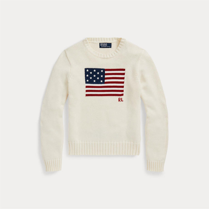 FLAG COTTON CREWNECK SWEATER CREAM