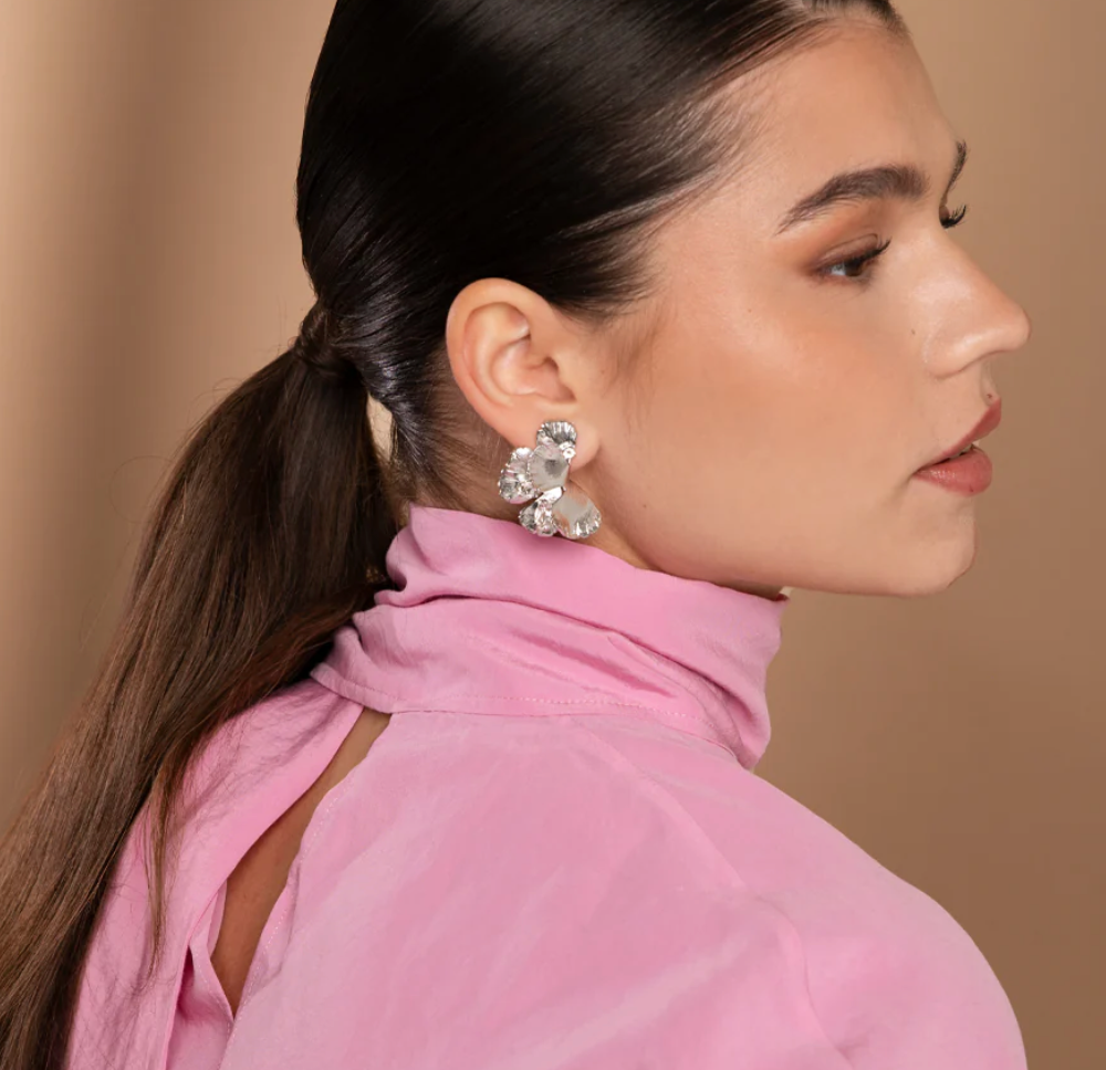 MALVA EARRINGS RHODIUM CRYSTAL