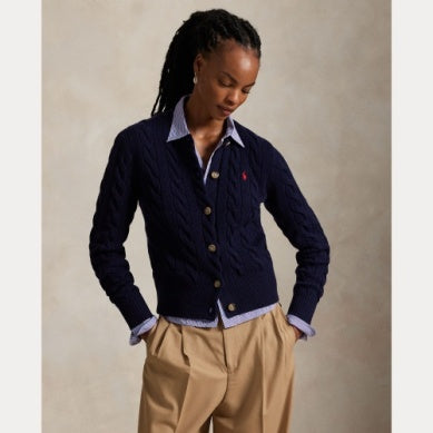 CABLE-KNIT WOOL-CASHMERE CARDIGAN