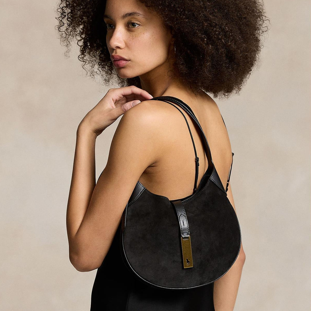 POLO ID SUEDE SMALL SHOULDER BAG BLACK